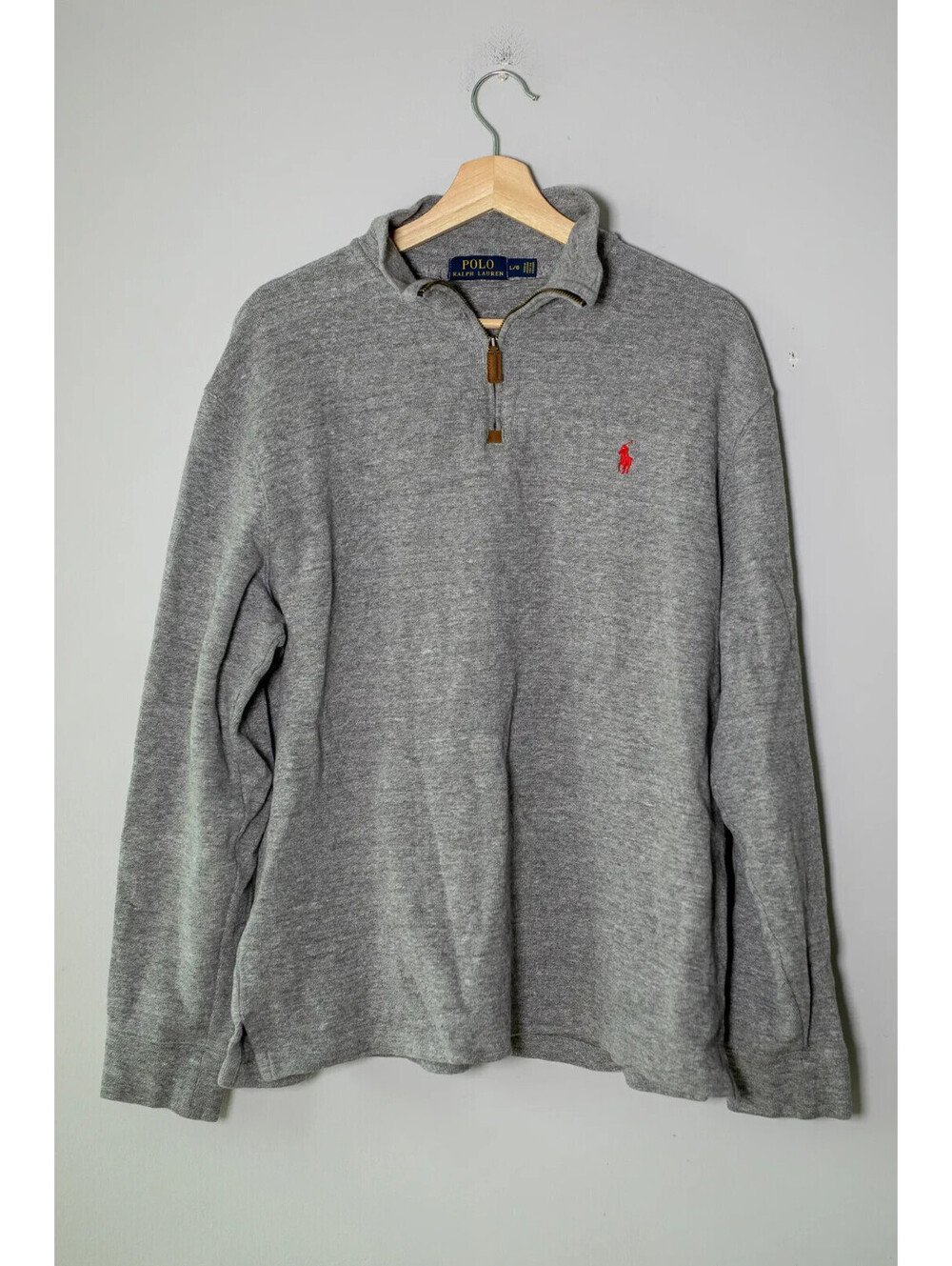 Polo Ralph Lauren Classic 1/4 Zip Up Gray Sweater - Men's L